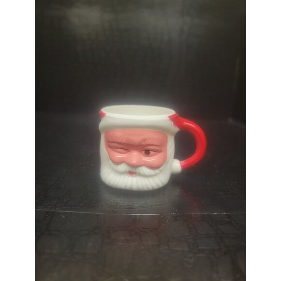 Vintage Miniature 1.5" Plastic Winking Santa Cup - Picture 1 of 8
